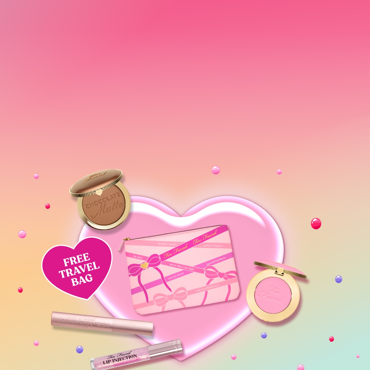 Spend £45 and get a FREE Too Faced travel bag.