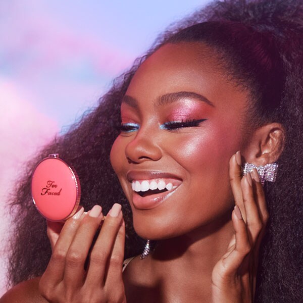 model with blush