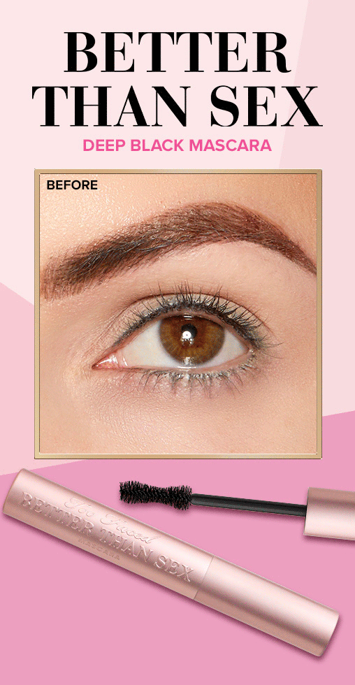 better than sex mascara gif, showing black, brown and waterproof mascara