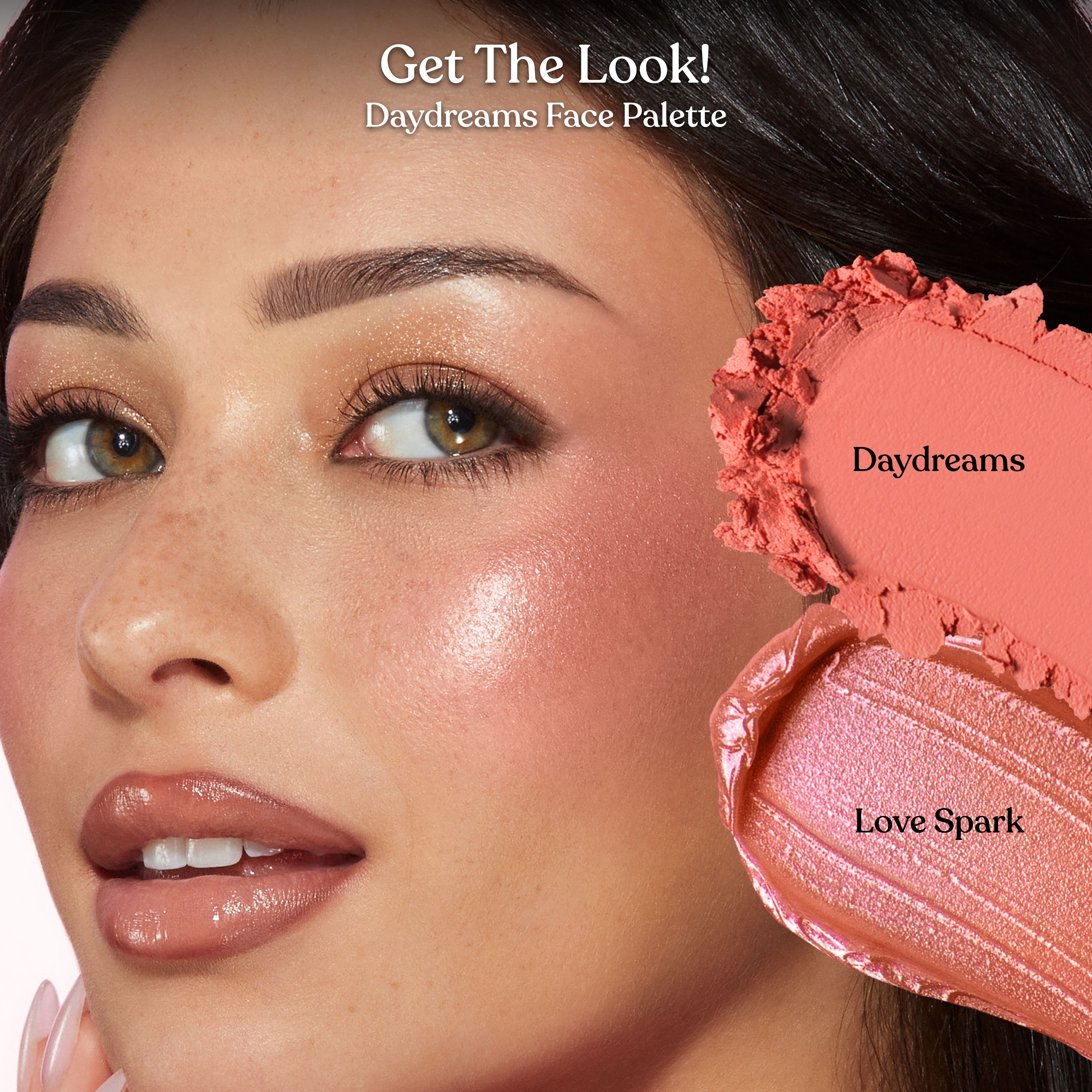 Daydreams Face Palette Holiday 2026, Daydreams — Blush Moodberry — Blush Bisous Glow — Highlighter Love Spark — Highlighter, NET WT. 0.38 OZ. / 11.0 g