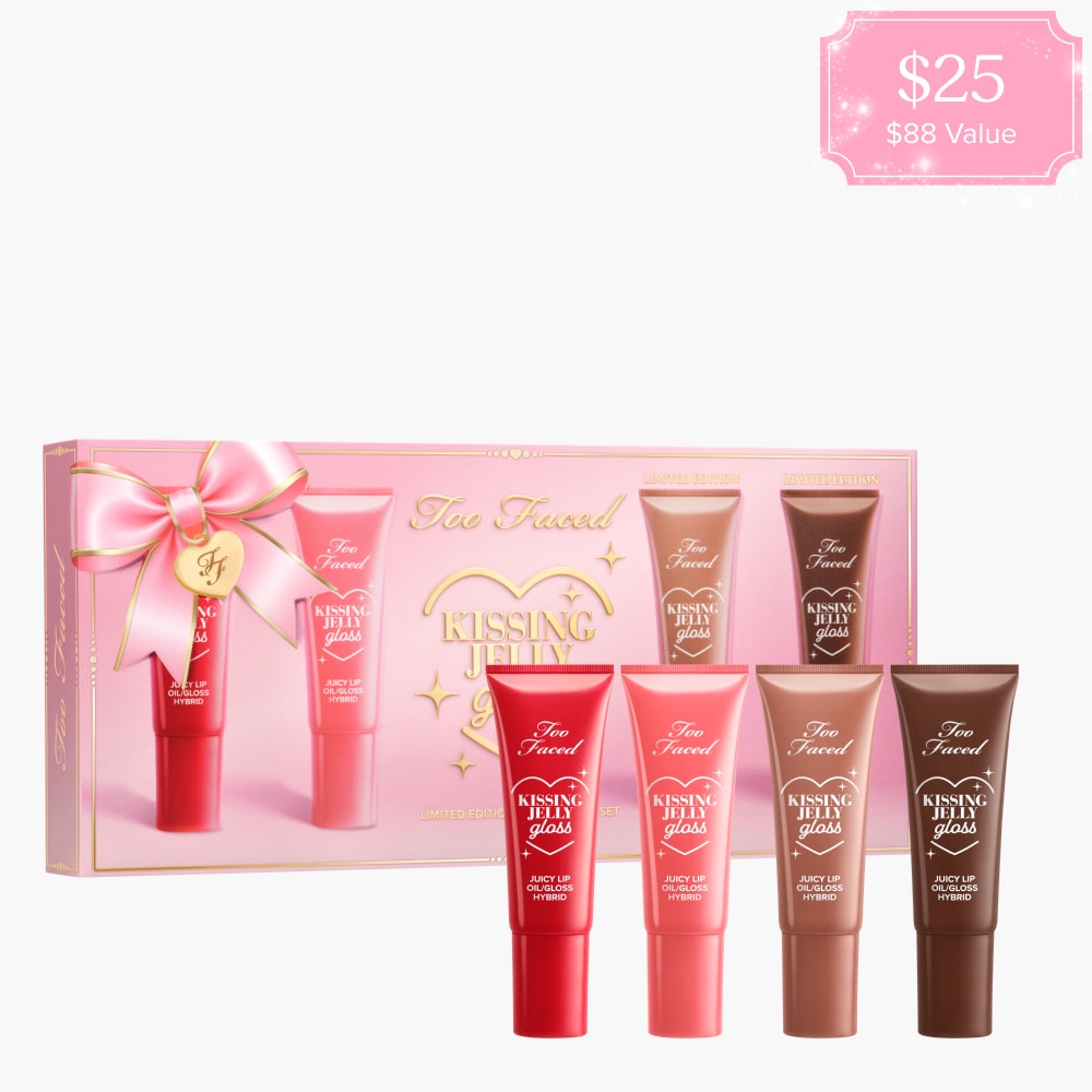 Kissing Jelly Lip Oil Gloss Collection Holiday 2026, Soda Pop — Warm Light Nude Fresh Baked Cookie — Medium Cocoa Nude Sour Watermelon — Electric Coral Red Cherry Pie — Cherry Red, 5ml (x4)